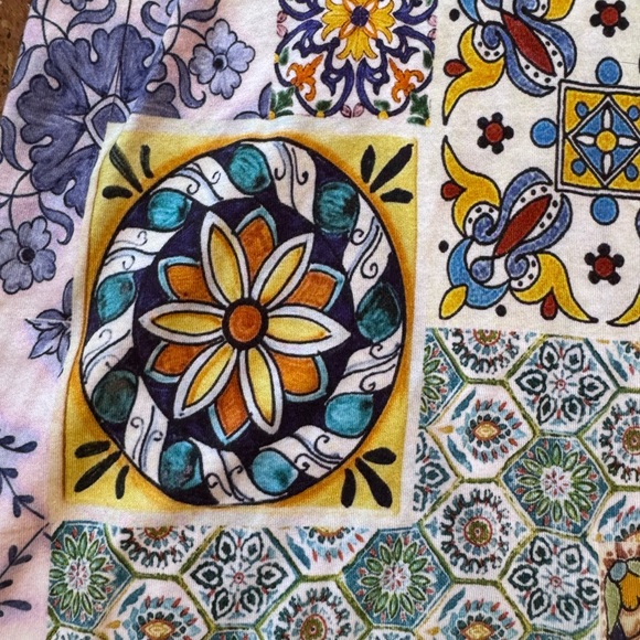 Johnny Was Boho Slip Dress Patchwork Floral Tile Print Pima Cotton Modal Size M - Picture 10 of 13